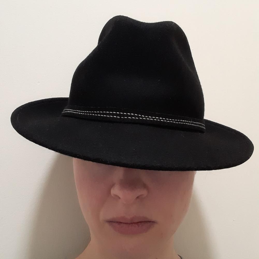 Italian Fedora women's wool black hat